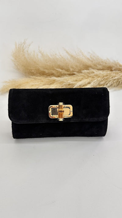 POCHETTE SCAMOSCIATA BAMBOO NERA