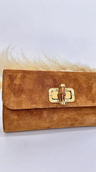 POCHETTE SCAMOSCIATA BAMBOO CAMEL