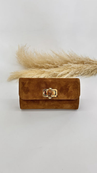 POCHETTE SCAMOSCIATA BAMBOO CAMEL