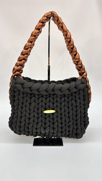 BORSETTA BLACK COPPER INTRECCIATA