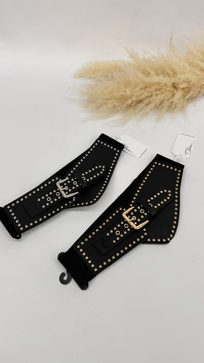 CINTURA INCROCIO CON BORCHIE ARGENTO