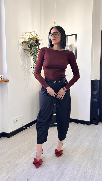 MAGLIETTA GLITTERATA BORDEAUX