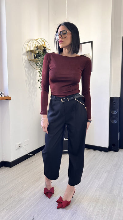 MAGLIETTA GLITTERATA BORDEAUX