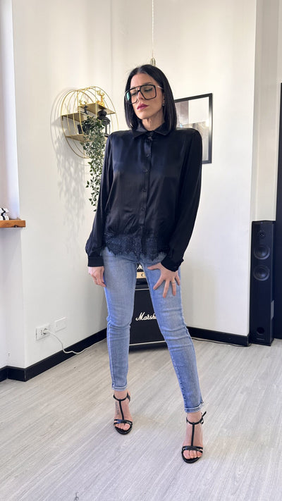 CAMICIA SIMIL RASO CON PIZZO