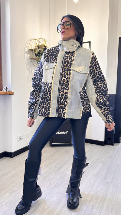 GIACCA DI JEANS-LEOPARD NATIONAL