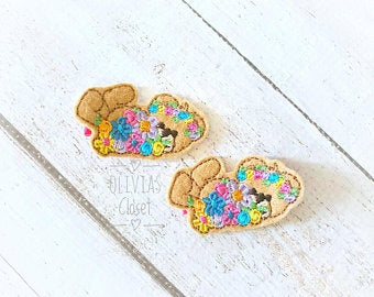 Floral Teddy Bear Hair Clip