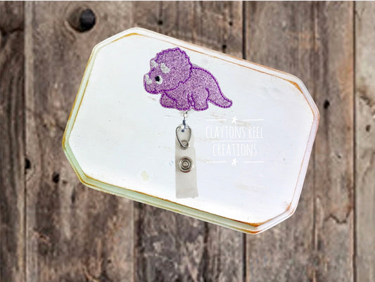 Dinosaur Badge Reel | Triceratops Badge Reel