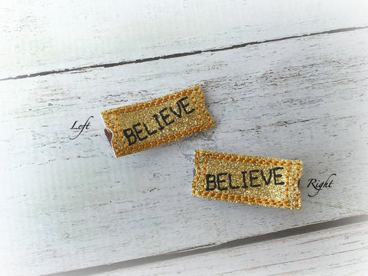 Polar Express BELIEVE hair clip