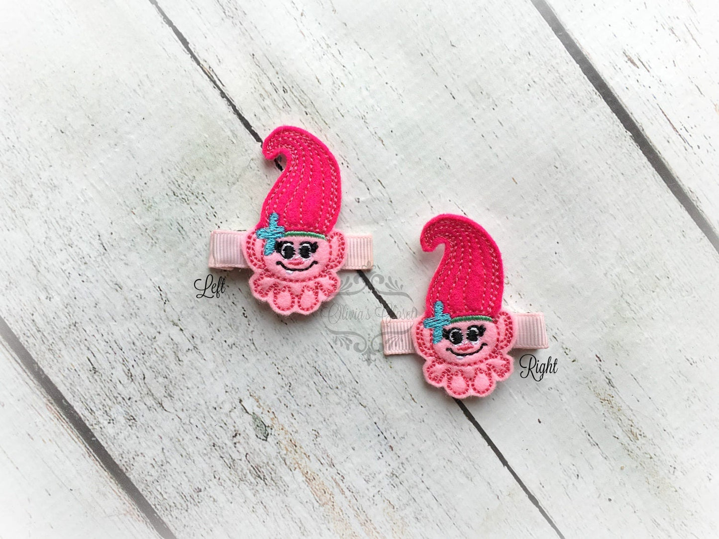 Baby Poppy Troll hair clip