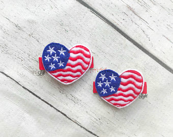 Patriotic Heart Hair Clip
