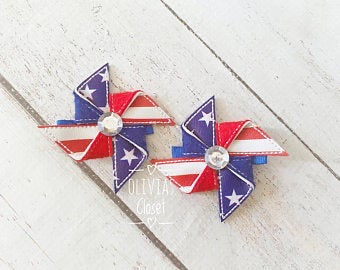 Patriotic Pinwheel Hair Clip