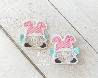 Bunny Gnome Hair Clip
