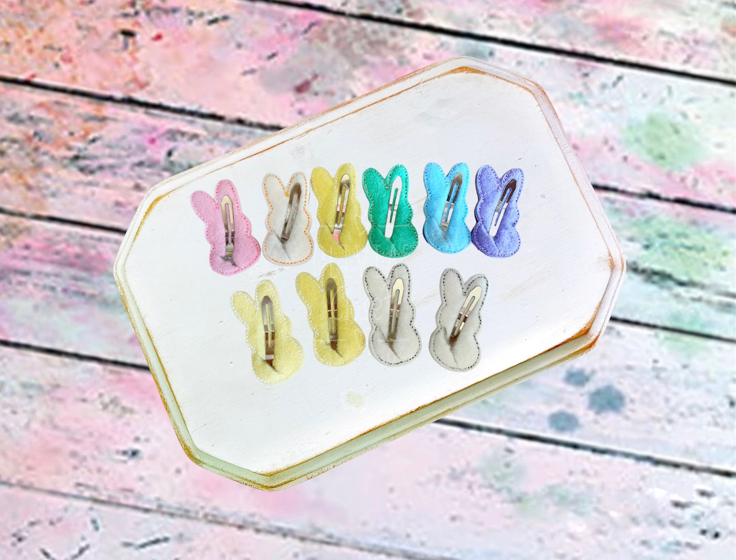 Rainbow Bunny with tail Snap Clips