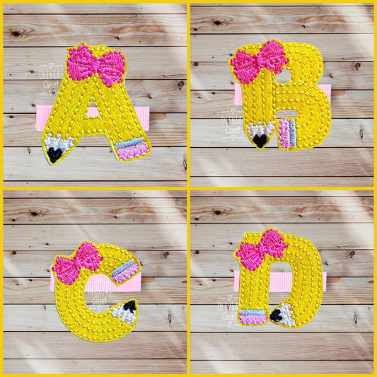 Pencil Letter hair clip