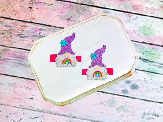 Rainbow Gnome Hair Clip