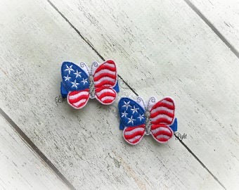 Patriotic Butterfly Hair Clip