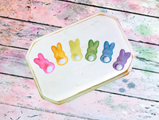 Rainbow Bunny with tail Snap Clips