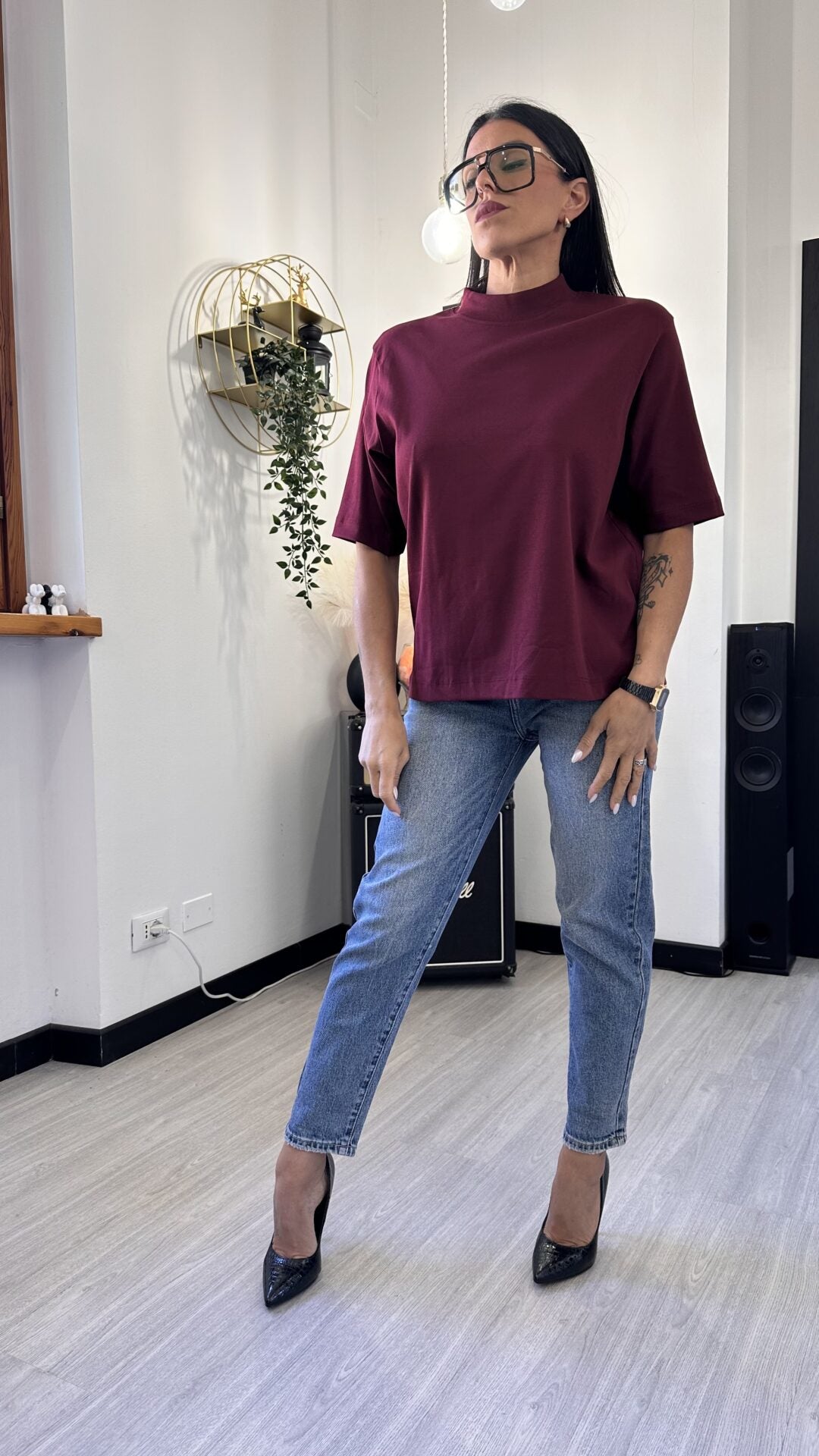 T-SHIRT TAGLIO UOMO BORDEAUX