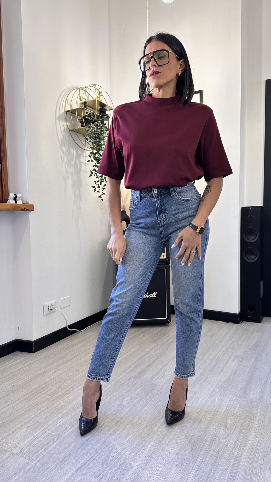 T-SHIRT TAGLIO UOMO BORDEAUX