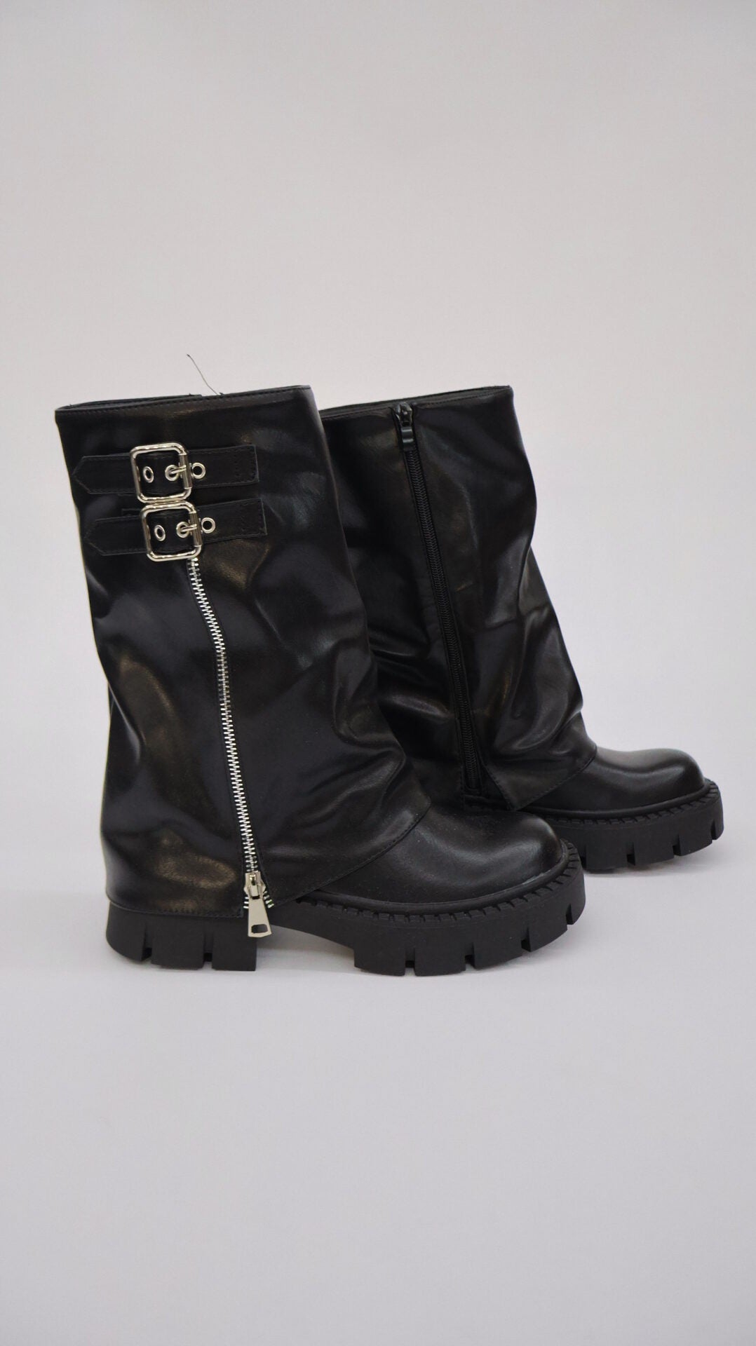 STIVALE ZIPPER BUCKLE BASSO