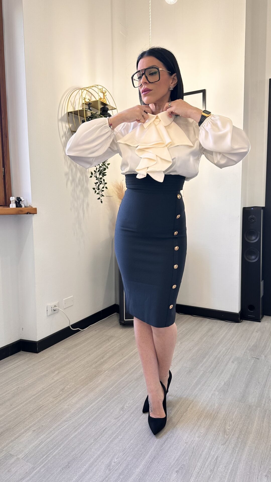 LONGUETTE BANDAGE CON BOTTONI ORO