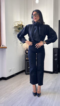CAMICIA SATIN CON FIOCCO NERA