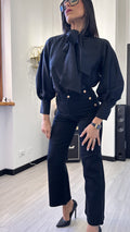 CAMICIA SATIN CON FIOCCO NERA