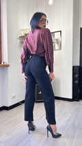 CAMICIA SATIN CON FIOCCO BORDEAUX
