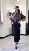 CAMICIA OVER CORTA MANICA PALLONCINO MARRONE