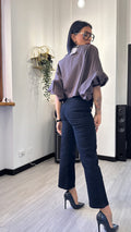 CAMICIA OVER CORTA MANICA PALLONCINO MARRONE