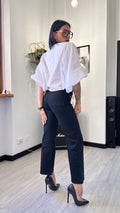 CAMICIA OVER CORTA MANICA PALLONCINO BIANCA