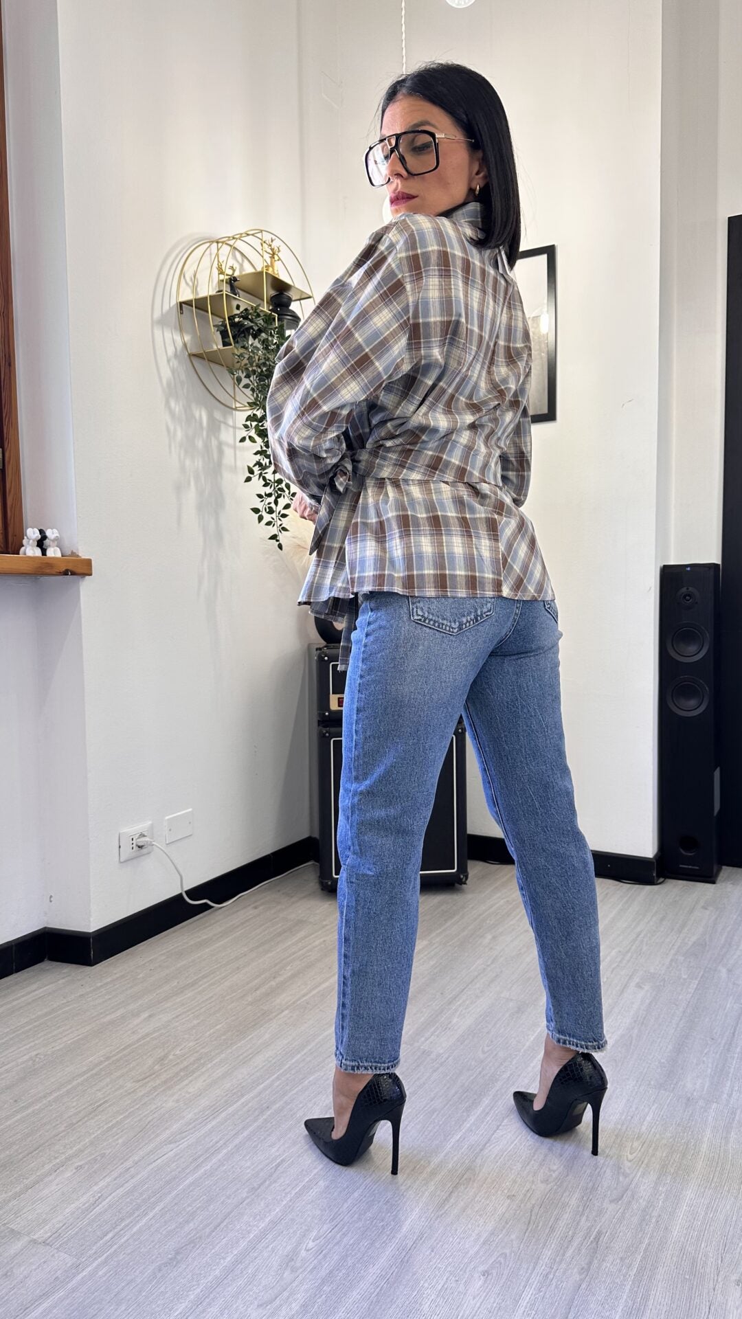 CAMICIA TARTAN CON FIOCCO
