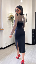 TOP MANICA LUNGA IN RETE GLITTER