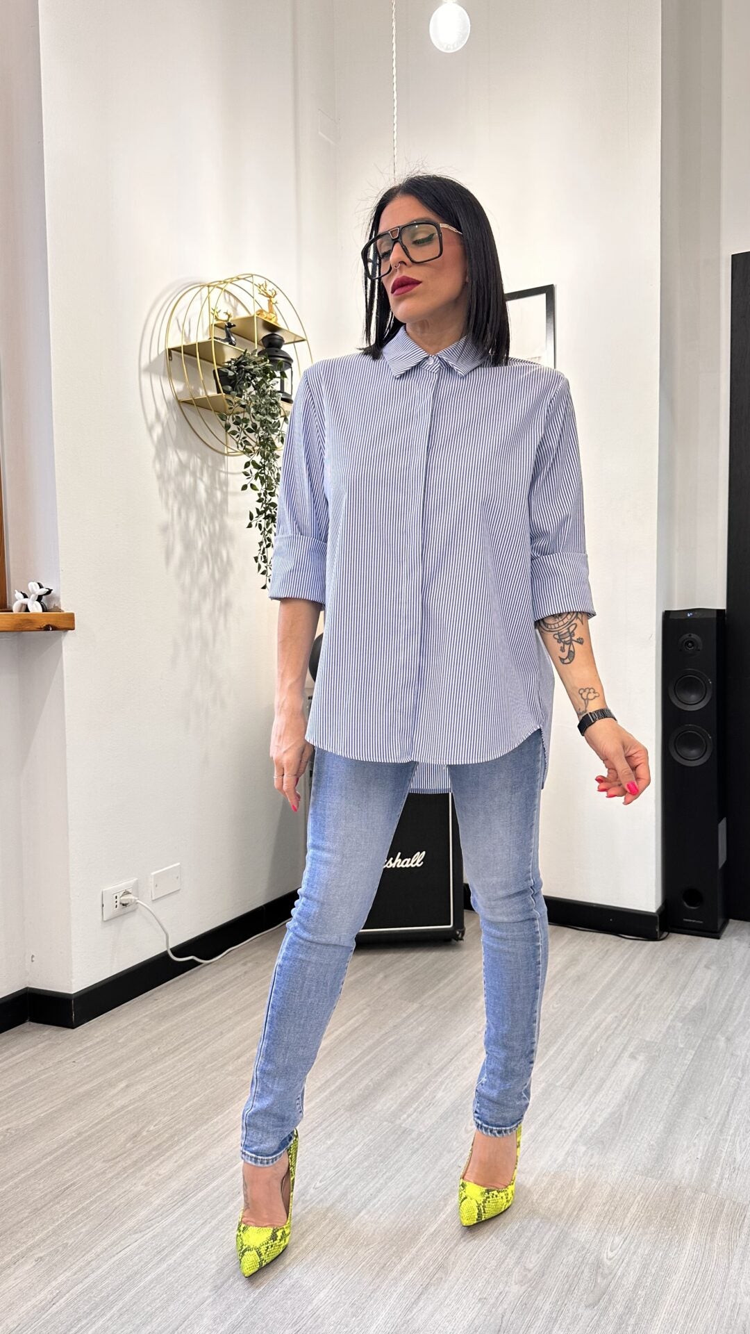 CAMICIA A RIGHE AZZURRA