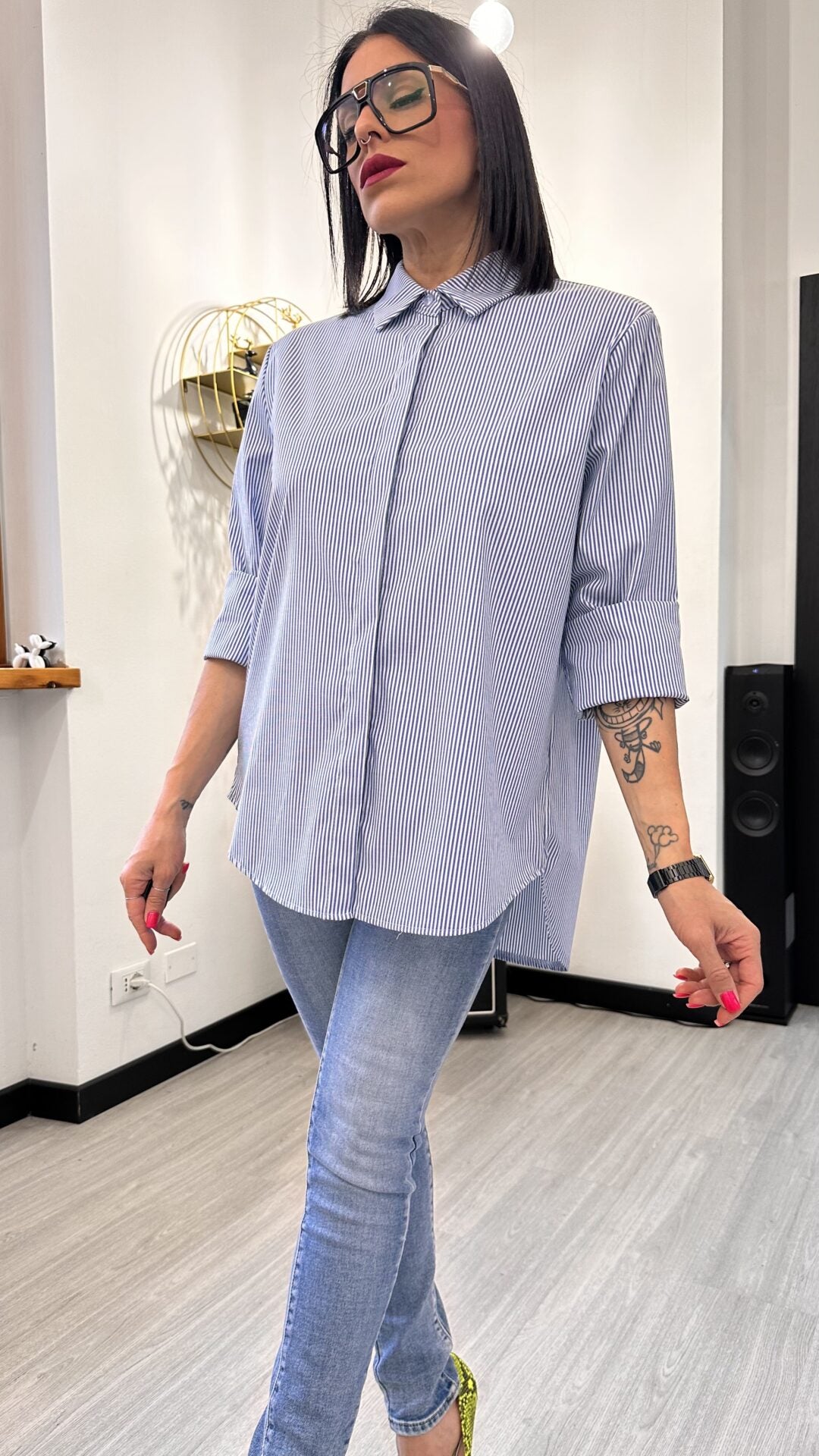 CAMICIA A RIGHE AZZURRA