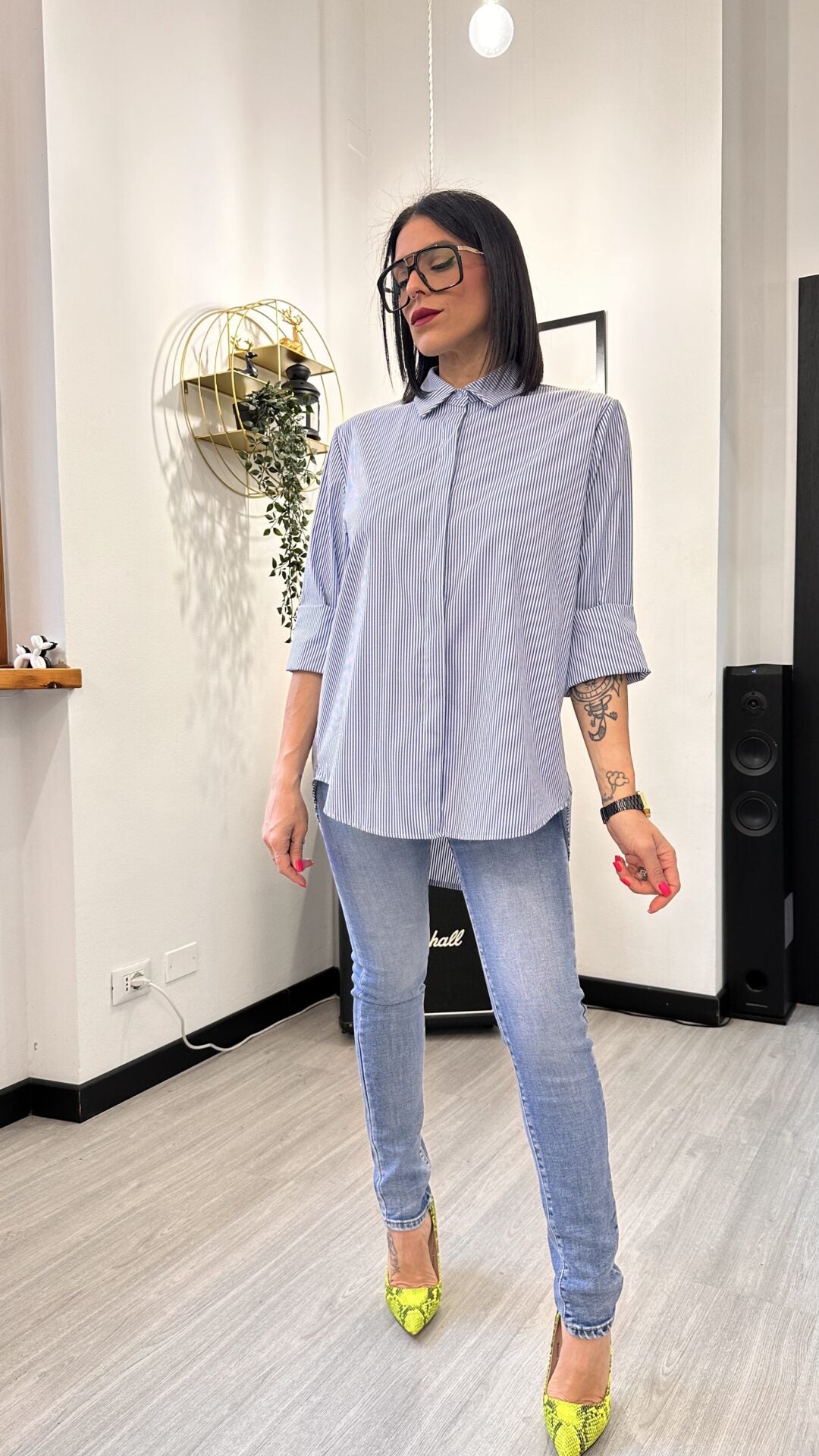 CAMICIA A RIGHE AZZURRA