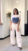 T-SHIRT CROP CORSETTO JEANS SCURO