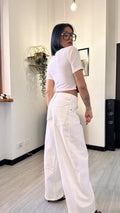 T-SHIRT CROP CORSETTO JEANS SCURO