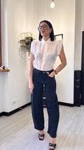 CAMICIA VELATA IN LINO SMANICATA