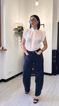CAMICIA VELATA IN LINO SMANICATA