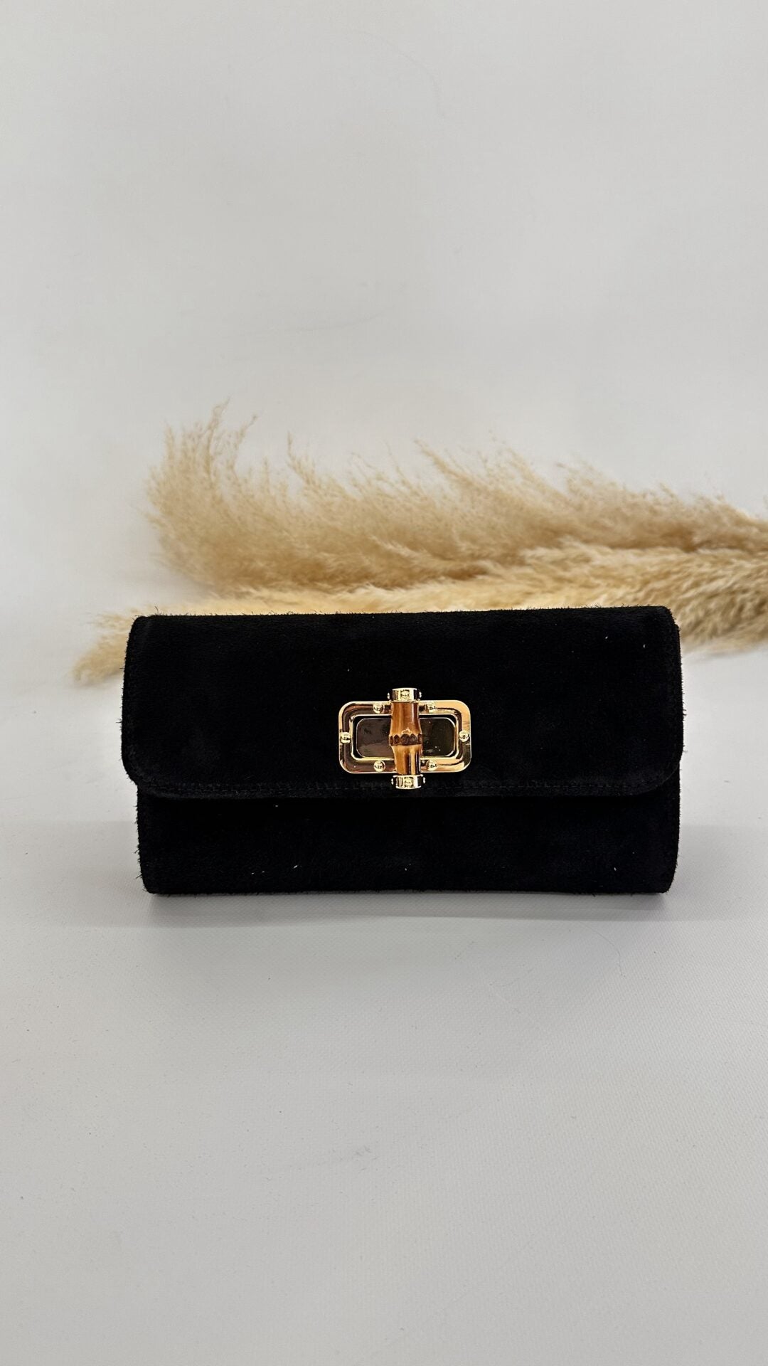 POCHETTE SCAMOSCIATA BAMBOO NERA