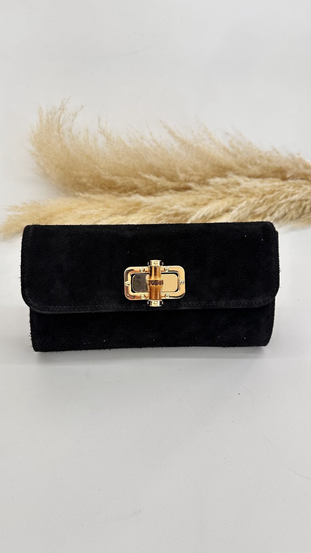 POCHETTE SCAMOSCIATA BAMBOO NERA