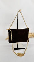 POCHETTE SCAMOSCIATA CON CATENELLA BROWN