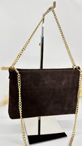 POCHETTE SCAMOSCIATA CON CATENELLA BROWN