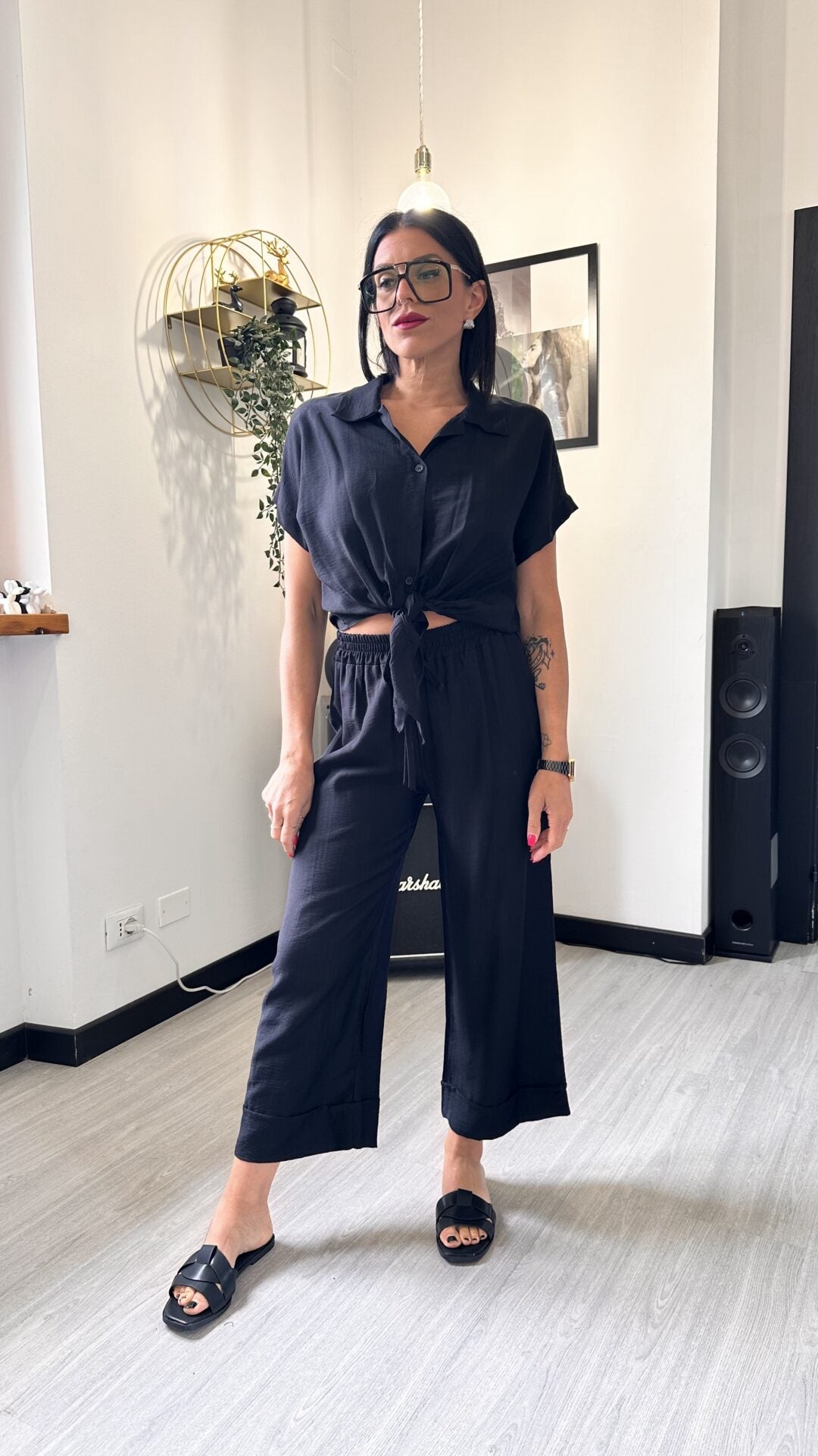 COORDINATO CAMICIA CON NODO NERO