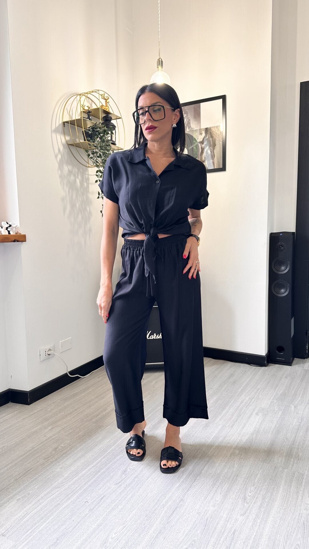 COORDINATO CAMICIA CON NODO NERO