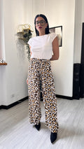 PANTALONE LEOPARDATO MARRONE MORBIDO