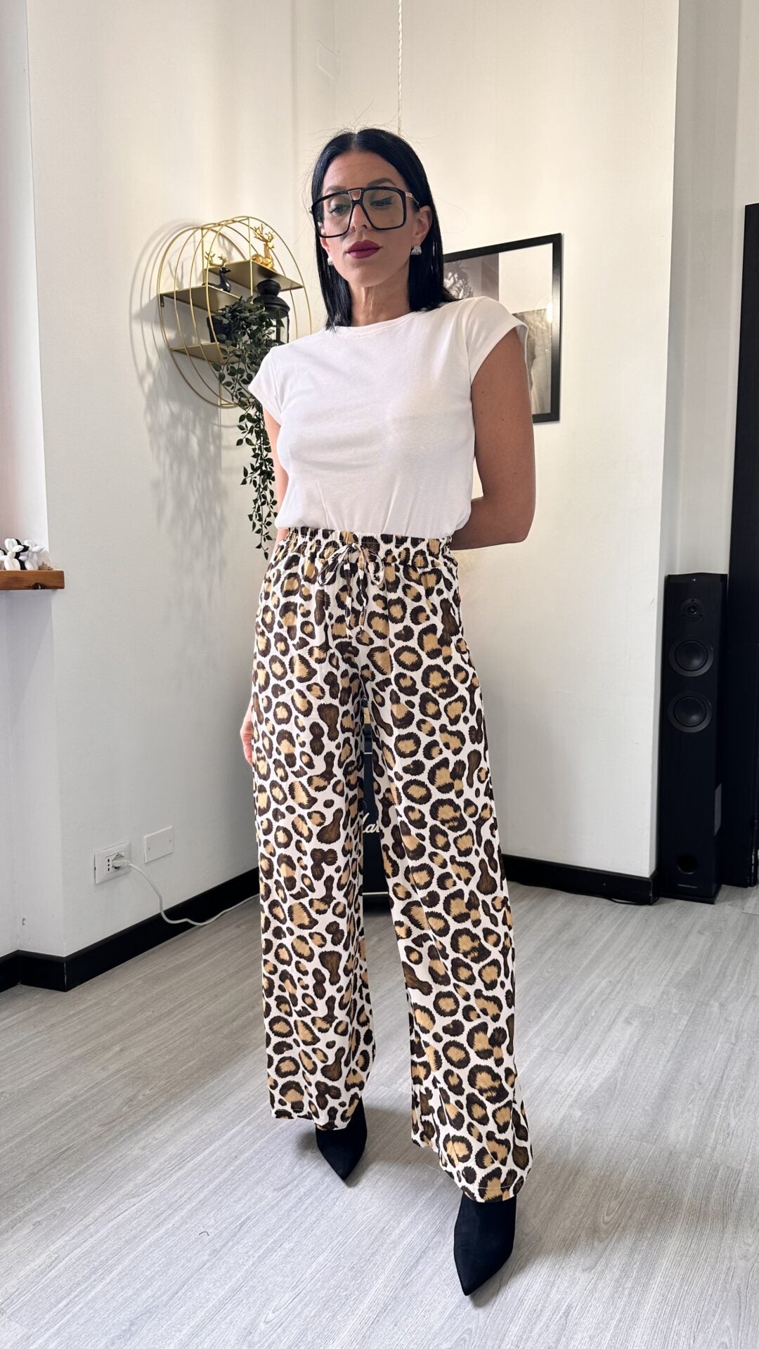 PANTALONE LEOPARDATO MARRONE MORBIDO