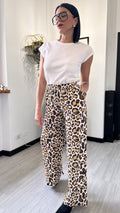 PANTALONE LEOPARDATO MARRONE MORBIDO
