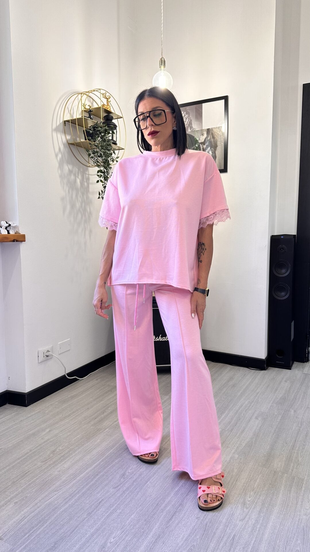 PANTALONE TUTA PALAZZO ROSA